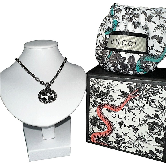 Gucci Interlocking GG Rope Sterling Silver Necklace Full Inclusion (NWOT) - Picture 2 of 10